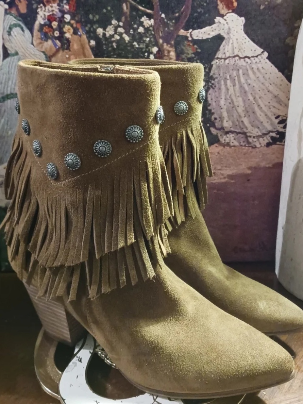 Yardley Brown Suede Fringe Booties by Belle Sigerson Morrison 7.5 NEW!